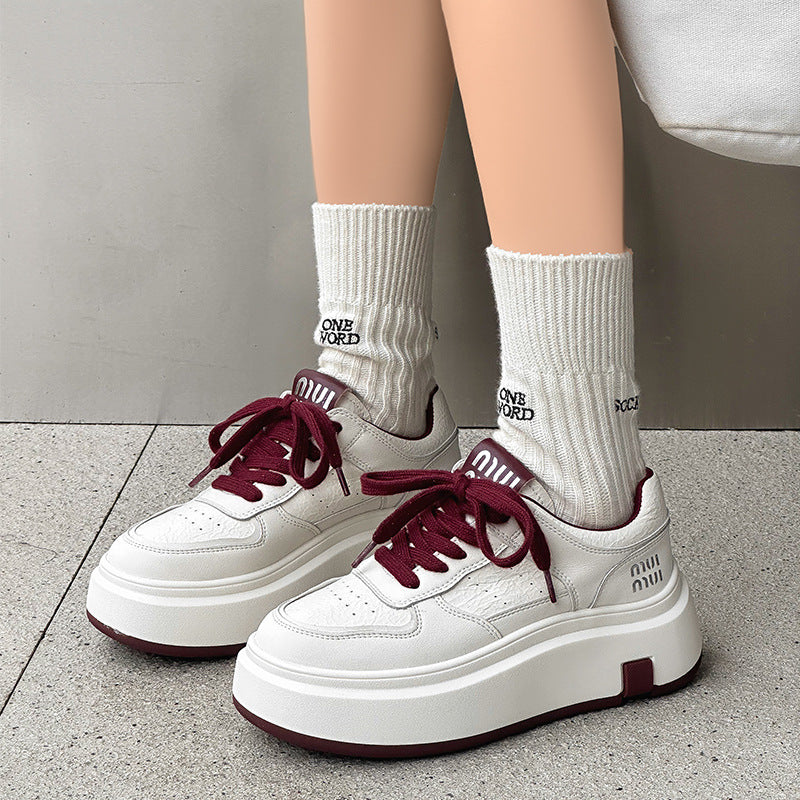 Women's Platform White Spring Versatile Sports Height Casual Shoes