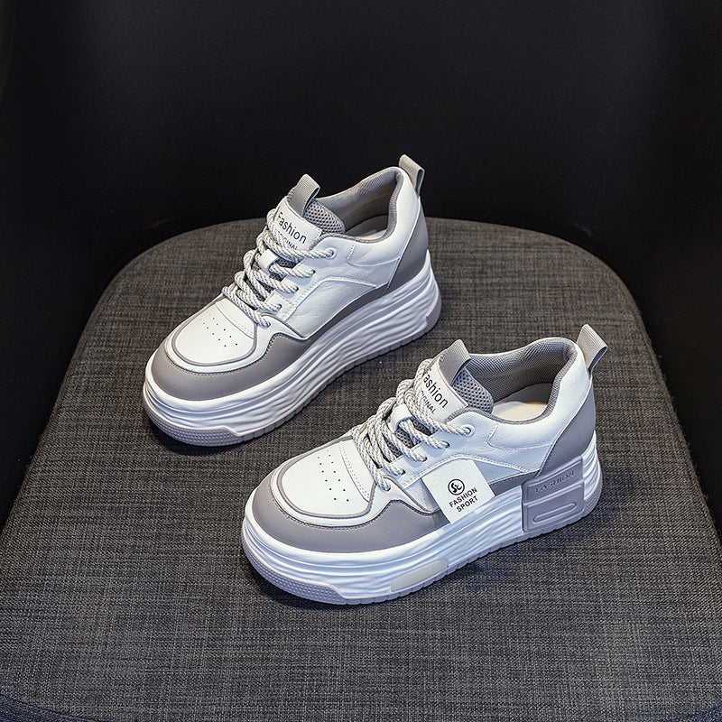 Women's Spring Height Increasing Insole White Pumps Casual Shoes