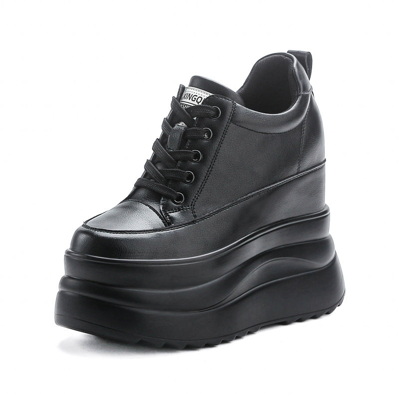 Women's High Spring Lace Up Small Wedge Casual Shoes
