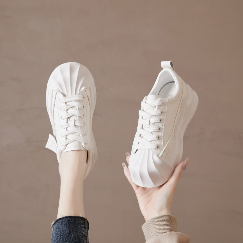 Women's Head White Spring Genuine Thick Bottom Dissoed Casual Shoes