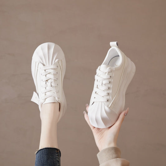 Women's Head White Spring Genuine Thick Bottom Dissoed Casual Shoes
