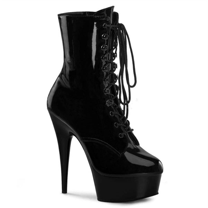 Women's Super High Stiletto Waterproof Platform Transparent Short Boots