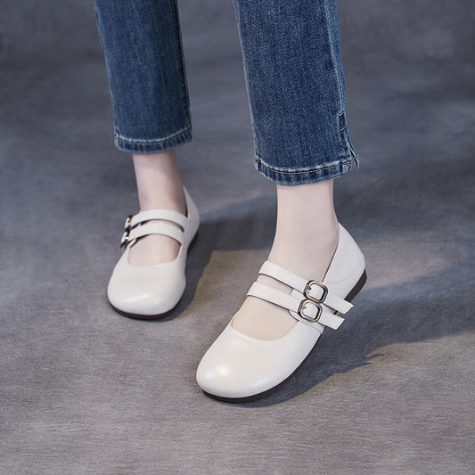 Women's Pumps Spring Round Head Low Flat Heels