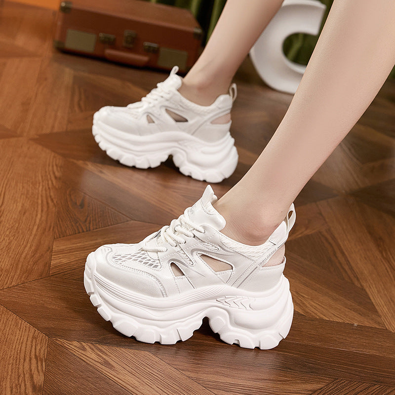 Women's Platform Dad Summer Hollow Hole Breathable Mesh Women's Sports Shoes