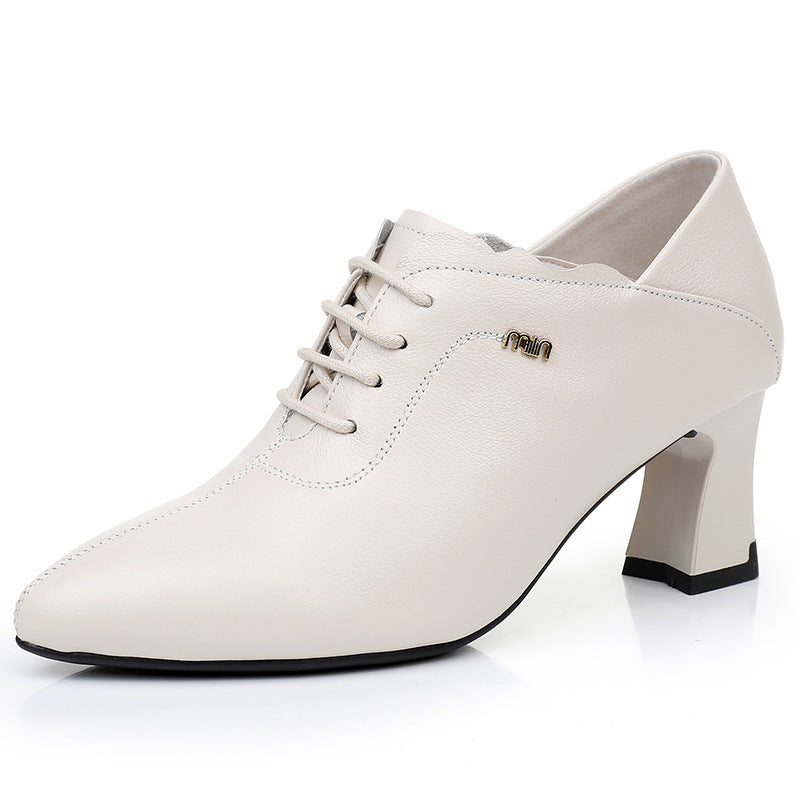 Women's Simple Versatile Cowhide Soft Bottom Size Women's Shoes