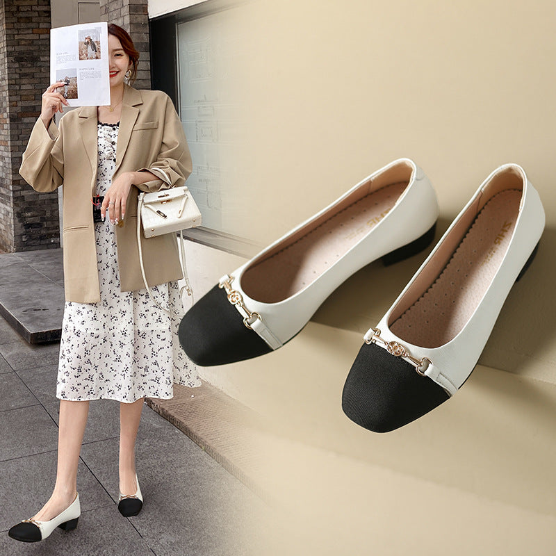 Women's Pumps Classic Style Chunky Slip-on Square Toe Mary Women's Casual Shoes