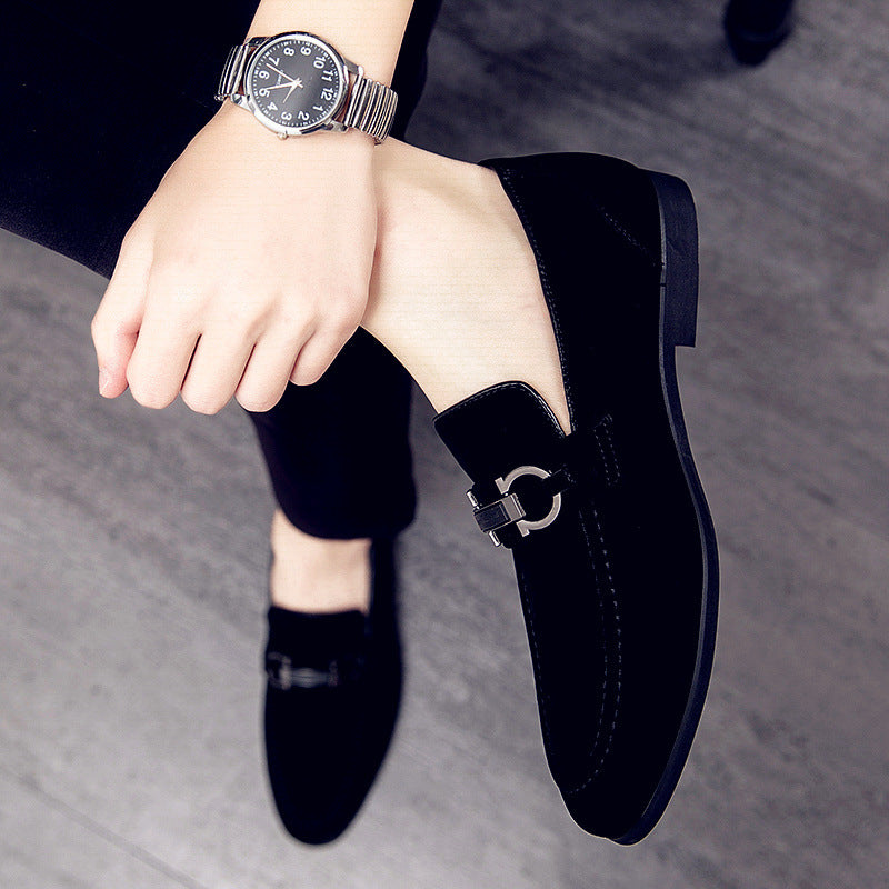 Men's Frosted Suede Club Hairdresser Height Increasing Insole Leather Shoes