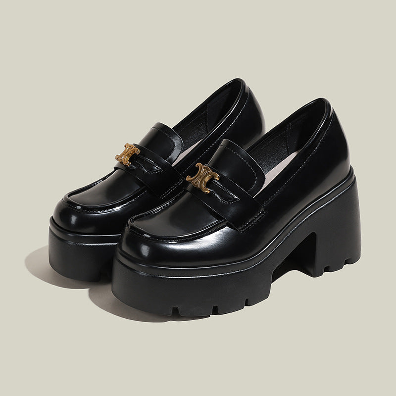 Women's Invisible Elevated Arc Size Thick-soled British Loafers
