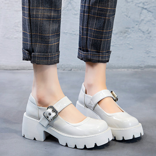 Women's Thick Bottom Low-cut Chunky Round Head Women's Shoes