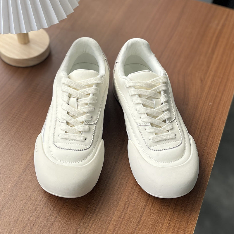 Men's Toe Fashionable High-grade White For Boys Platform Men's Casual Leather Shoes