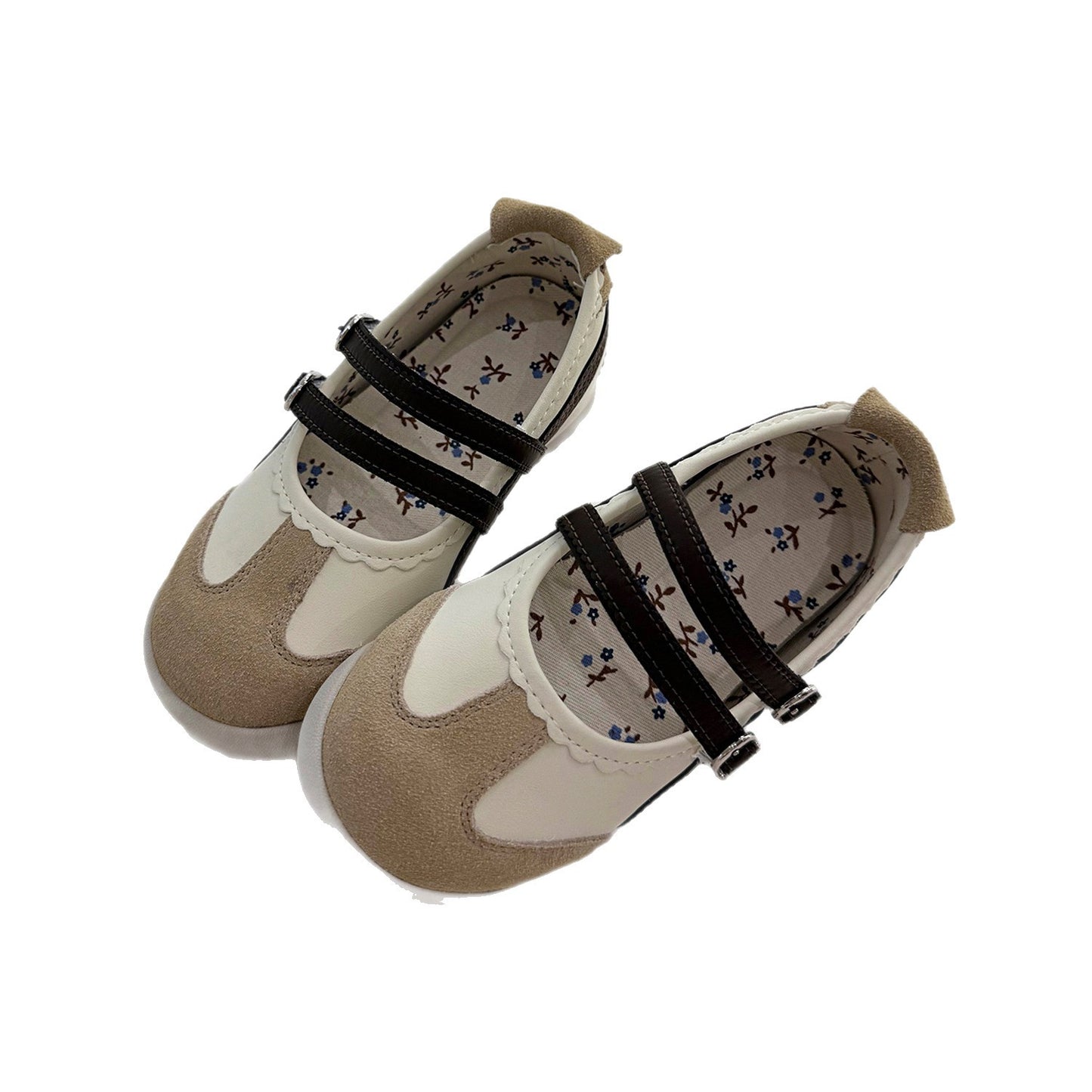 Children's Retro Easy Matching Shallow Mouth Korean Style Small Floral Kid's Sneakers