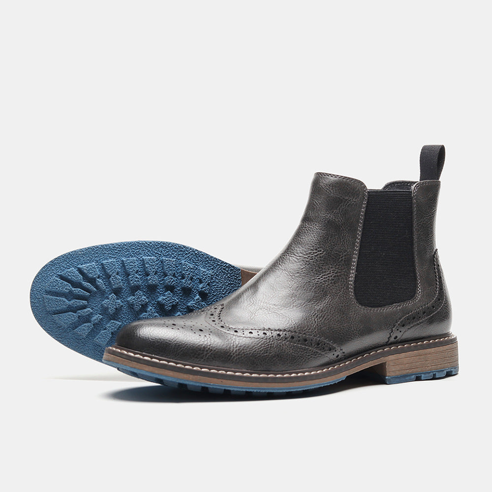 Men's Glamorous Chelsea Carved Brogue Vintage Boots