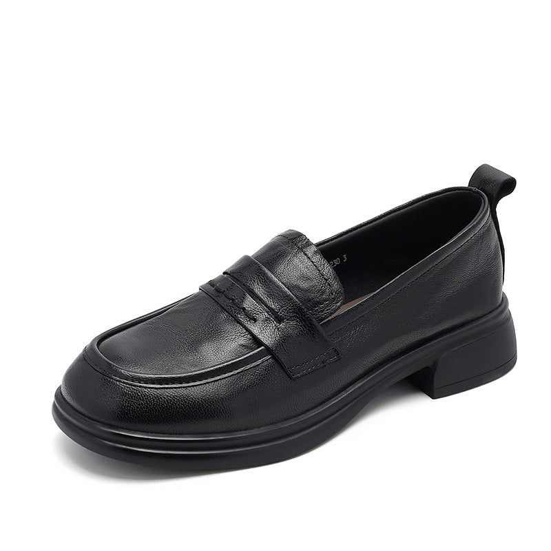 Sheepskin Low British Style Slip-on Uniform Loafers