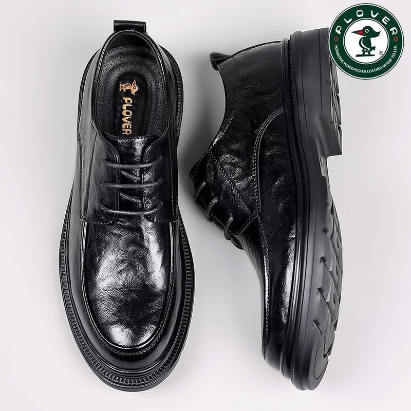 Men's Woodpecker Breathable Business Formal Wear Black Leather Shoes