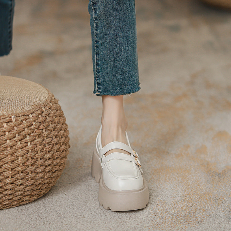 Women's Increasing Insole Platform Chunky High Mary Loafers