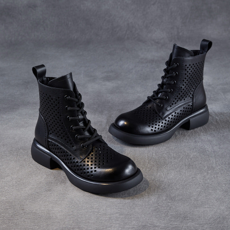 Women's Cowhide Hollow Martin Summer Breathable Genuine Boots