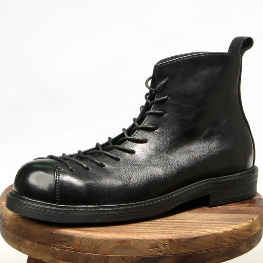 Men's Short Face Martin Working Hand-rub Color Boots