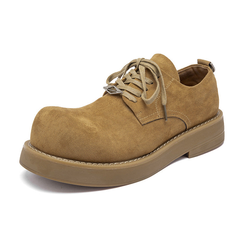 Men's Big Toe Derby Height Increasing Low Leather Shoes