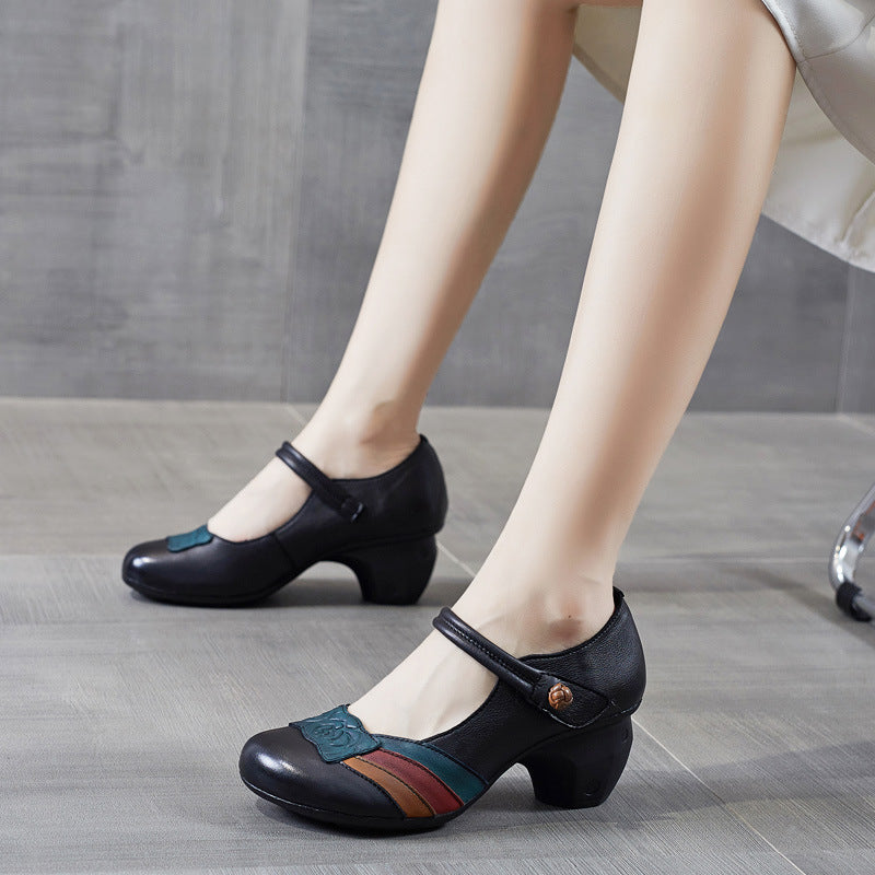Women's Color Matching Pumps Genuine Mary Jane Women's Shoes