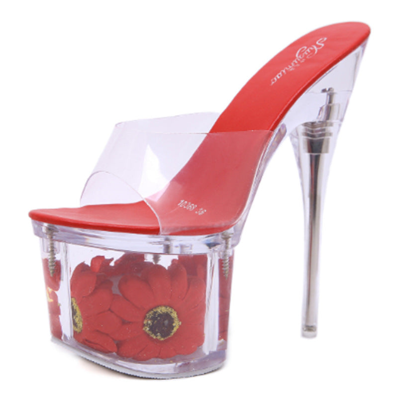 Transparent Crystal Stiletto Waterproof Platform Fish Heels