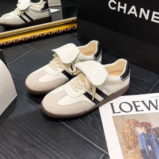 Women's Retro Three-bar Fold Color Matching Thick Bottom Casual Shoes