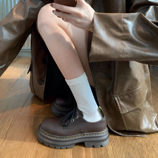 Women's Genuine Little Martin Platform Height Increasing Loafers