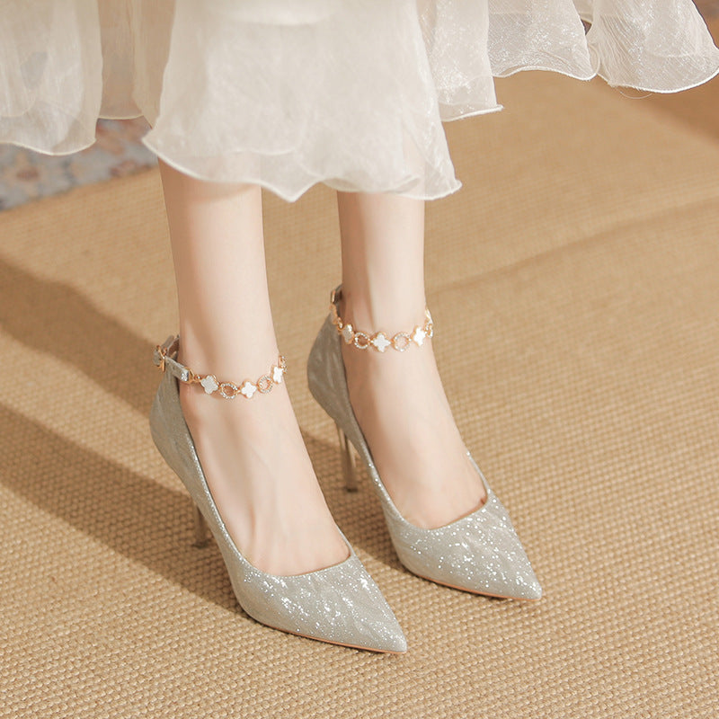 Women's High Elegant Pointed Stiletto Crystal Bridesmaid Wedding Women's Fashion Shoes
