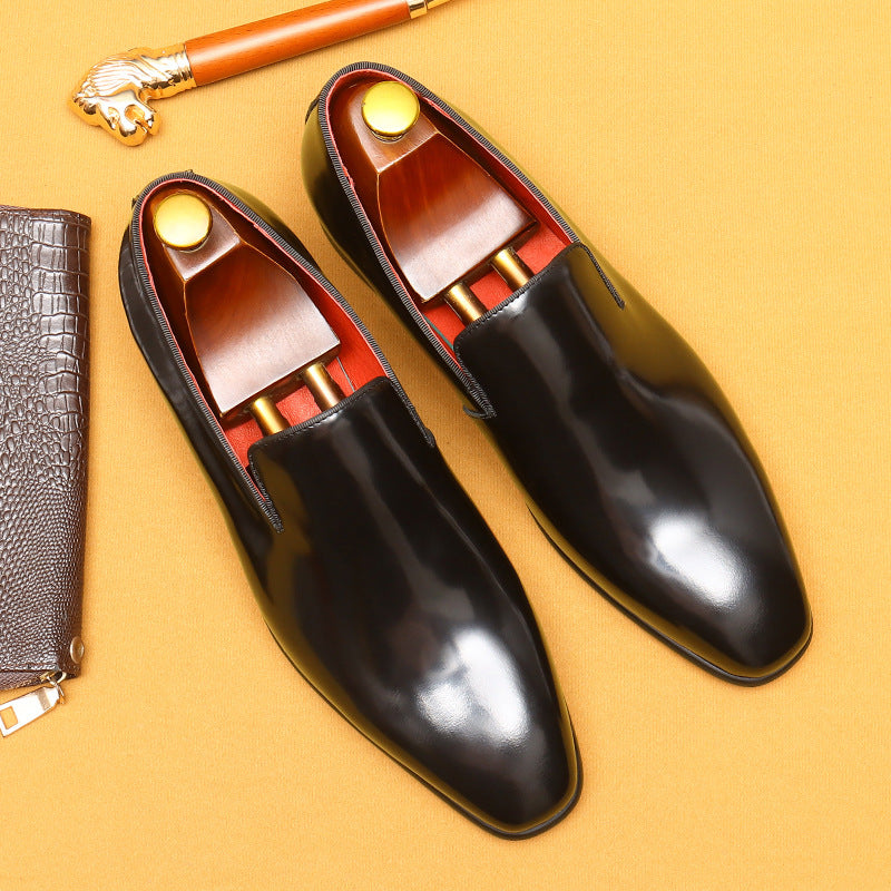 Men's Business Genuine Cattlehide Surface Patent Glossy Leather Shoes