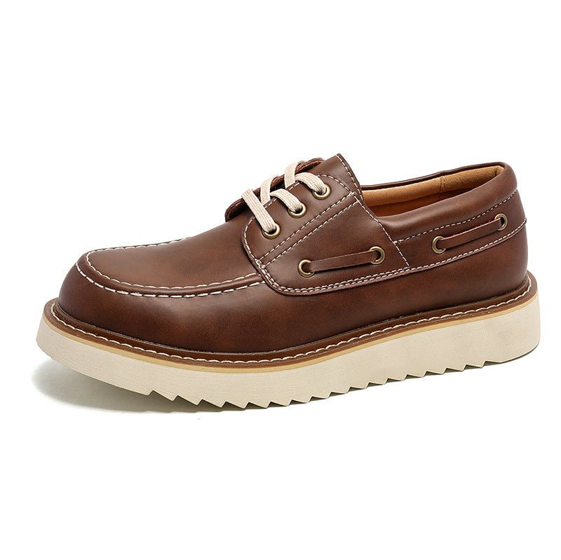 Men's Style Platform Height Increasing Martin Retro British Leather Shoes