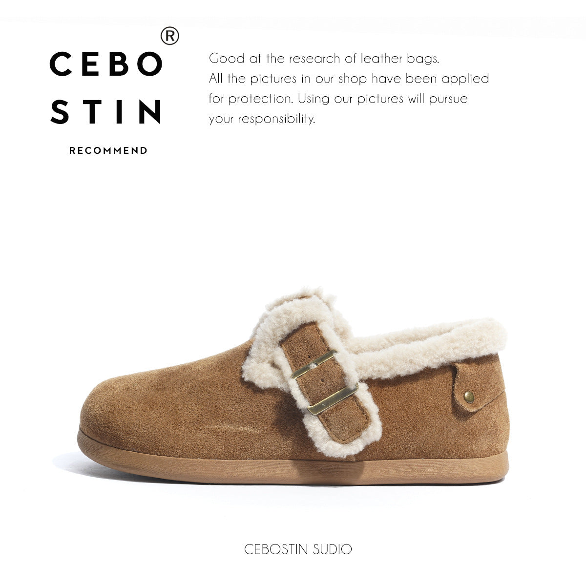 Fluffy Lamb Wool Female Winter Vintage Women's Shoes