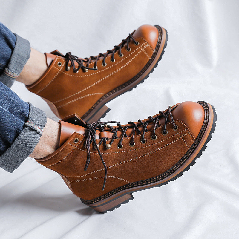 Men's American Vintage Martin Motorcycle Brown Trendy Boots