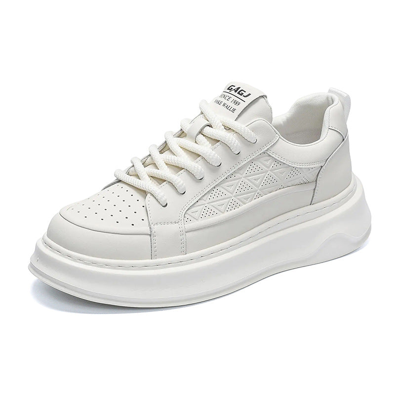 Men's Black Embossed Breathable Invisible Elevated Muffin Men's Board Shoes