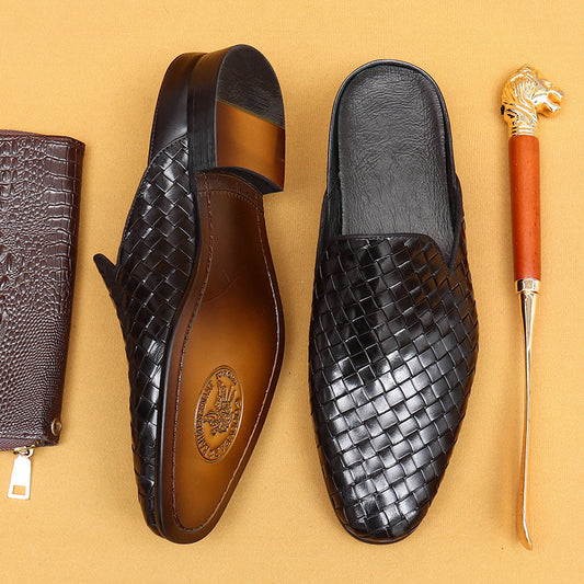 Men's Genuine Summer Wear Business Hand-woven Half Sandals