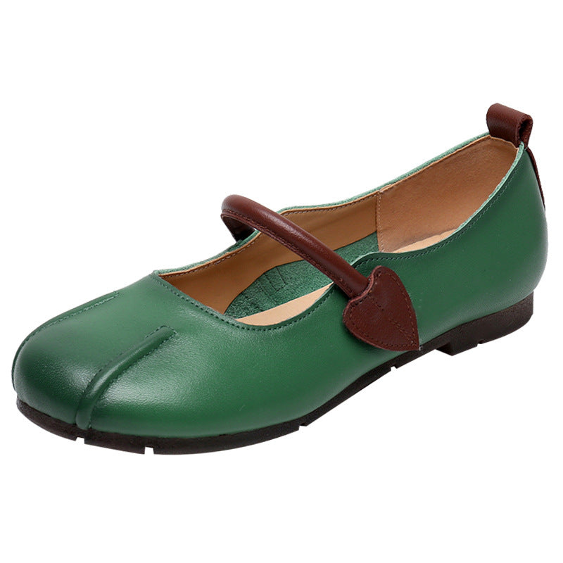 Women's Cowhide Soft Sole Buckle Square Head Authentic Comfortable Casual Shoes