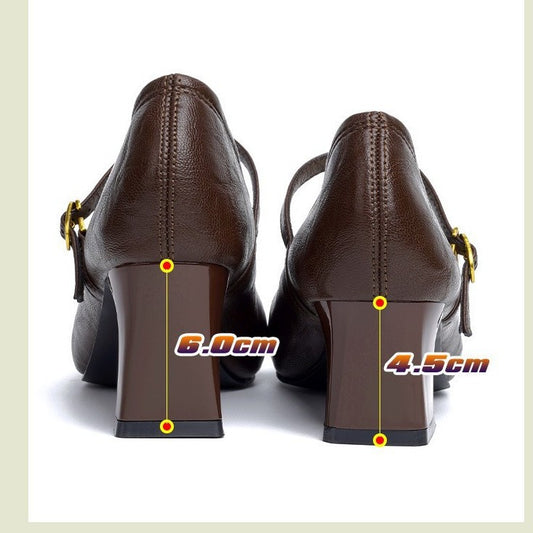 French Retro Black High Spring Strap Commute Casual Shoes