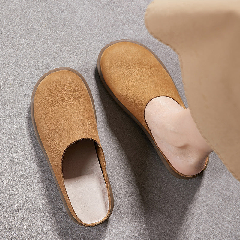 Women's & Men's Flat Cowhide Closed Toe Soft Bottom Men's Shoes