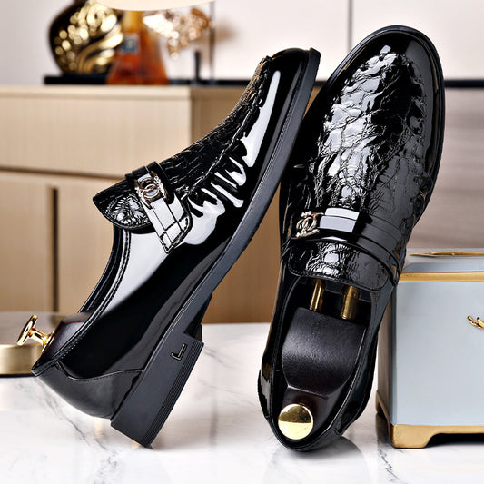 Men's Formal Wear British Style Bright Glossy Leather Shoes