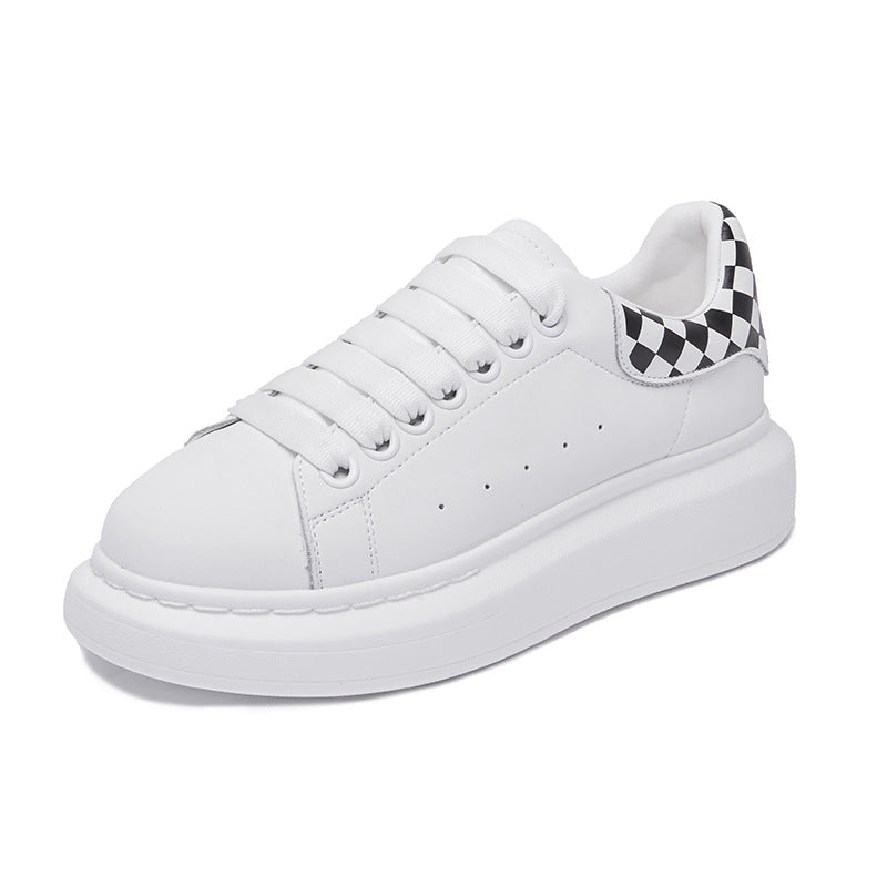 Innovative White Chessboard Plaid Personality Trendy Casual Shoes