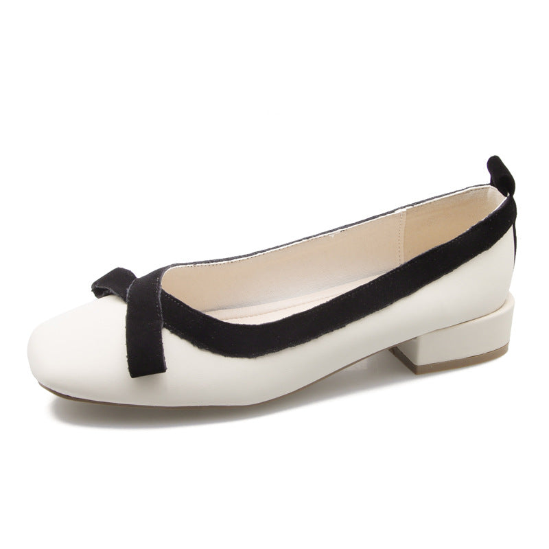 Evening Style Bowknot Mid To Low Square Toe Low-cut Women's Shoes