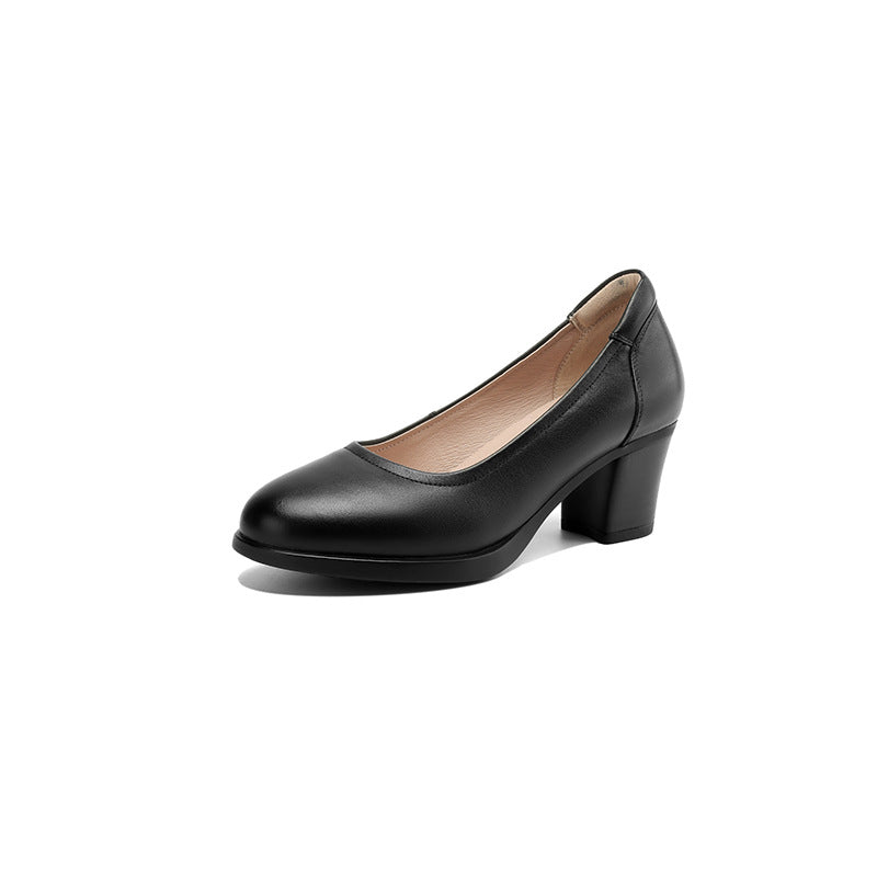 Women's Spring High Chunky Commuter Shallow Mouth Milky White Women's Shoes