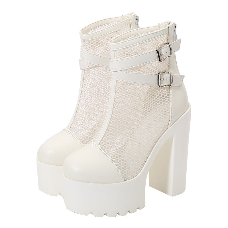 Women's Autumn High Platform Ankle Fashion Mesh Women's Shoes