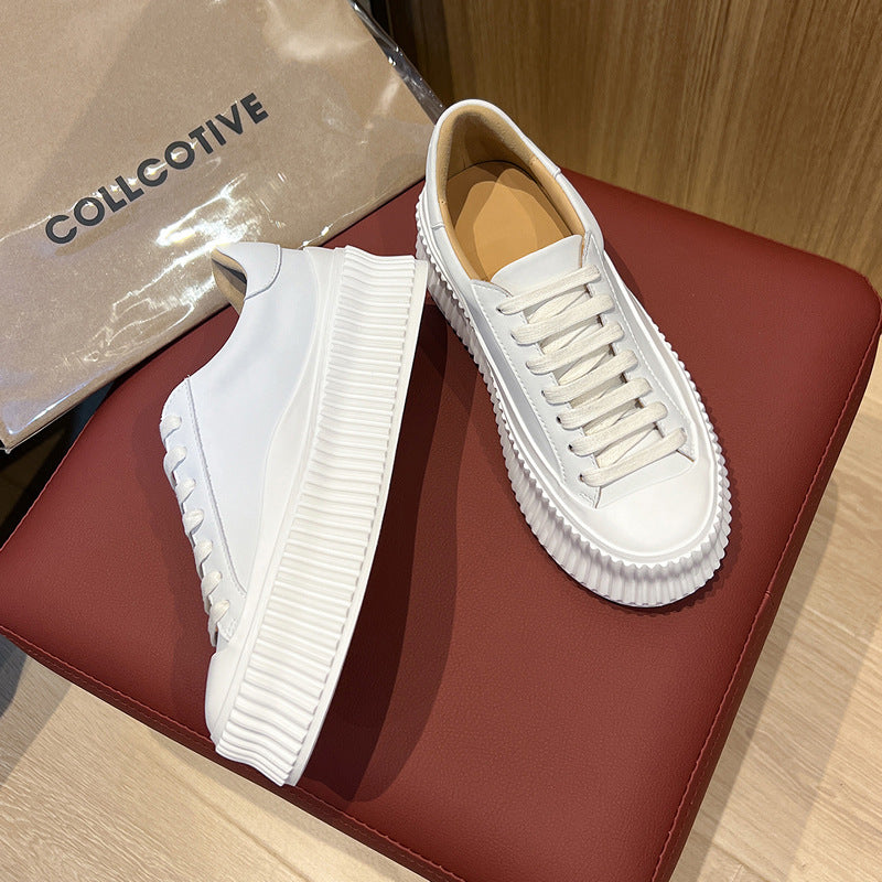 Women's Biscuit Shape Platform White Leisure Muffin Height Increasing Women's Casual Shoes