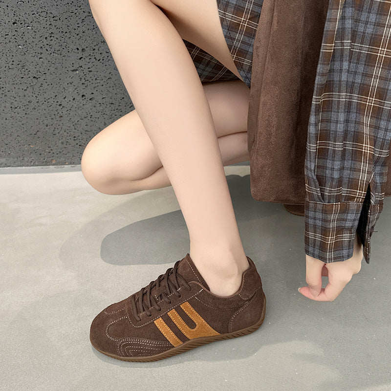 Women's Retro German Training Breathable Round Toe Flat Bottom Comfortable Women's Casual Shoes