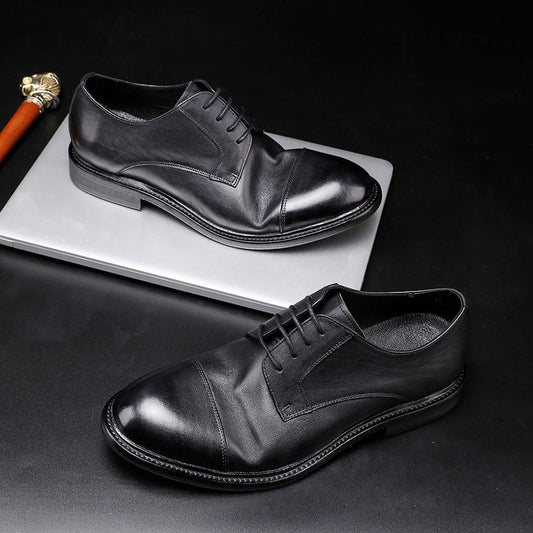 Men's Outsole Washed-out Vintage Formal Wear Classic Pointed Leather Shoes