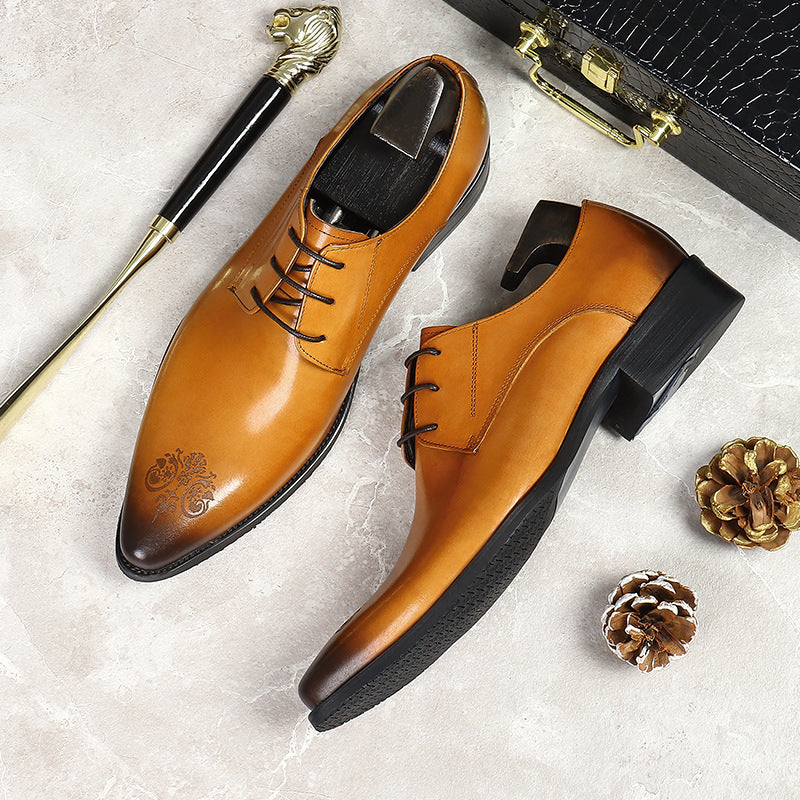 Men's Dress Business Retro Cowhide Green Wedding Leather Shoes