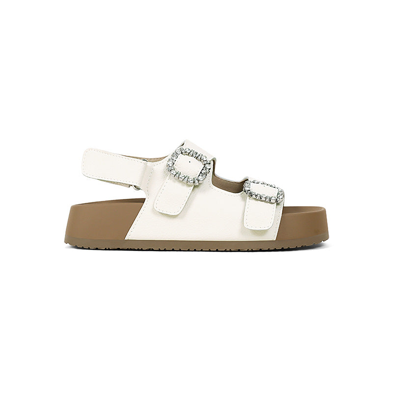 Women's Brace Sheepskin Genuine Outdoor Summer Height Slippers