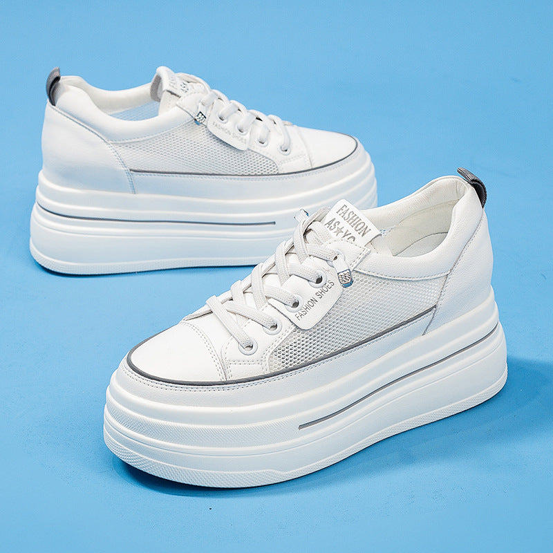 Massage Height Increasing Insole Platform White Casual Shoes