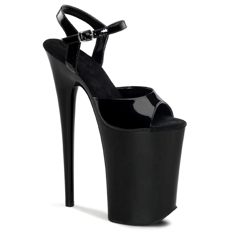 Black Strip Plus Size Fashion Stiletto Sandals
