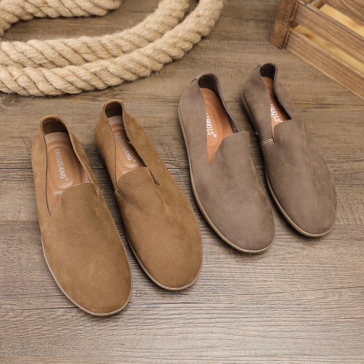 Men's Super Soft Breathable Lightweight First Layer Cowhide Slip-on Men's Casual Shoes