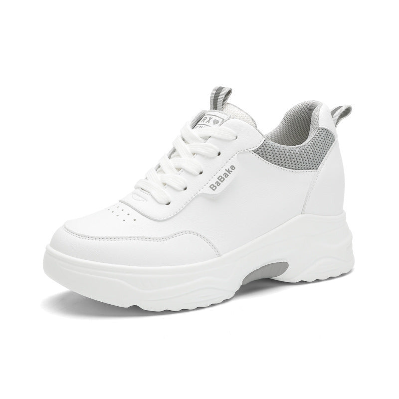 Women's Height Increasing Insole White Genuine Platform Women's Sports Shoes